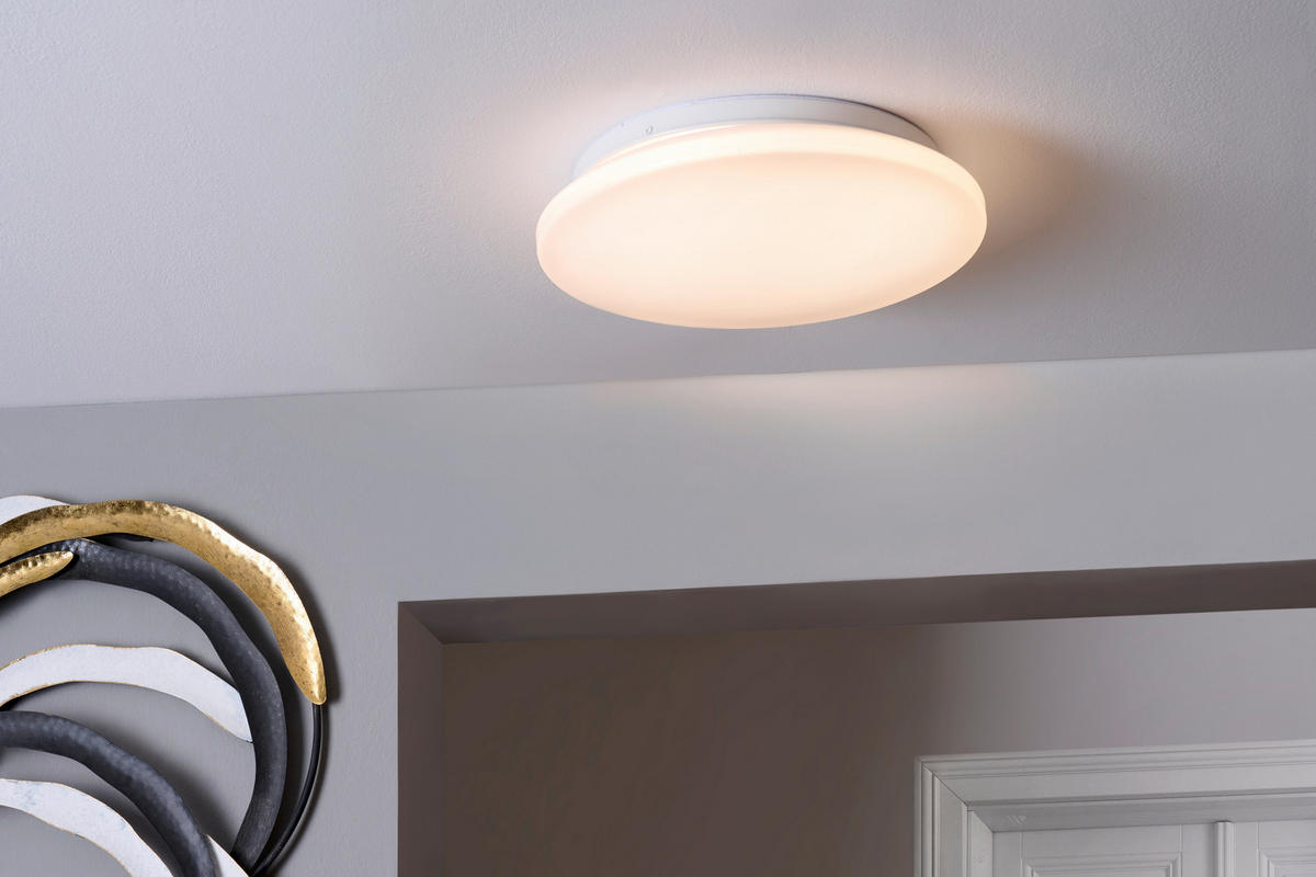 STROPNÍ LED SVÍTIDLO, 28 cm - bílá, Basics, kov/plast (28cm) - Boxxx