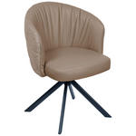 ARMLEHNSTUHL  automatische Rückholfunktion, Sitzfläche 320° drehbar Webstoff Echtleder  - Taupe/Schwarz, Design, Leder/Textil (59/82/62cm) - Novel