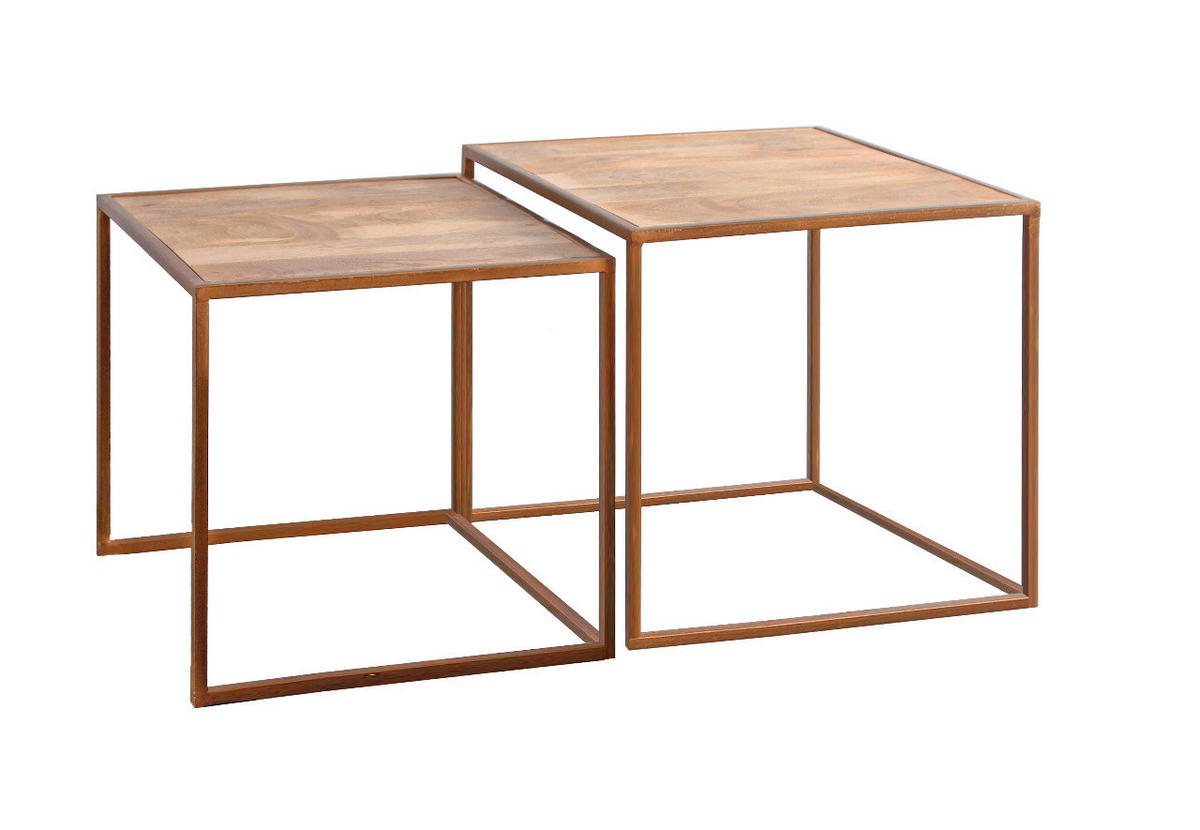 BEISTELLTISCHSET in Holz, Metall  - Goldfarben/Naturfarben, Natur, Holz/Metall (50/45/50cm) - MID.YOU