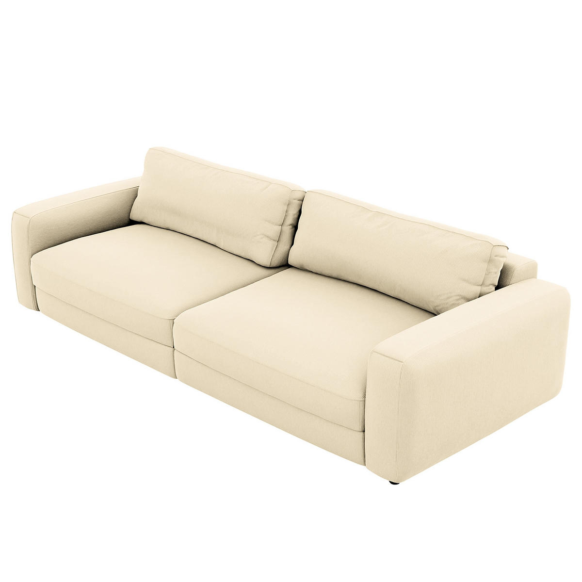 BIGSOFA in Cord Weiss  - Weiss/Schwarz, Modern, Kunststoff/Textil (264/84/125cm) - Trendmanufaktur