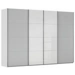 SCHWEBETÜRENSCHRANK 316/235/68 cm 4-türig Grau, Weiß  - Chromfarben/Weiß, KONVENTIONELL, Glas/Holzwerkstoff (316/235/68cm) - Novel