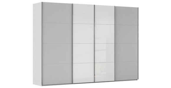 SCHWEBETÜRENSCHRANK 316/223/68 cm 4-türig Grau, Weiß - Chromfarben/Weiß, KONVENTIONELL, Glas/Holzwerkstoff (316/223/68cm) - Novel