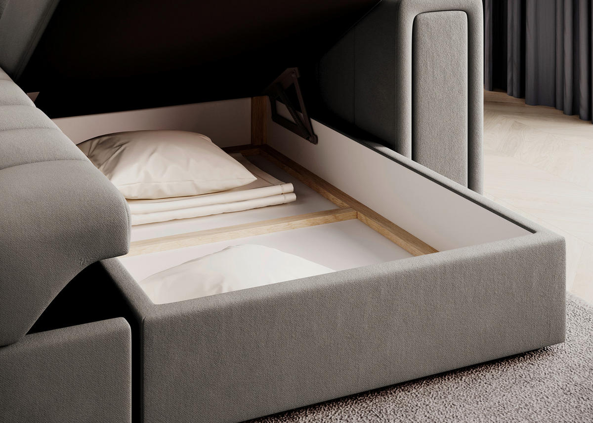 ECKSOFA Plüsch Beige  - Beige, Design, Kunststoff/Textil (260/150cm) - MID.YOU