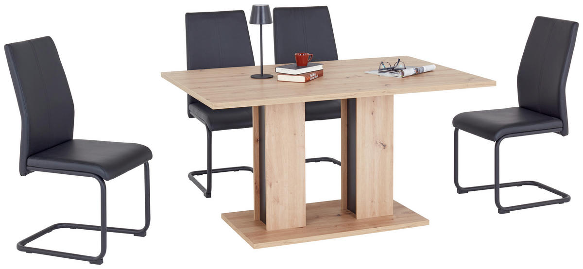 ESSTISCH rechteckig Eiche Artisan  - Schwarz/Eiche Artisan, KONVENTIONELL, Holzwerkstoff (138/74/90cm) - home24