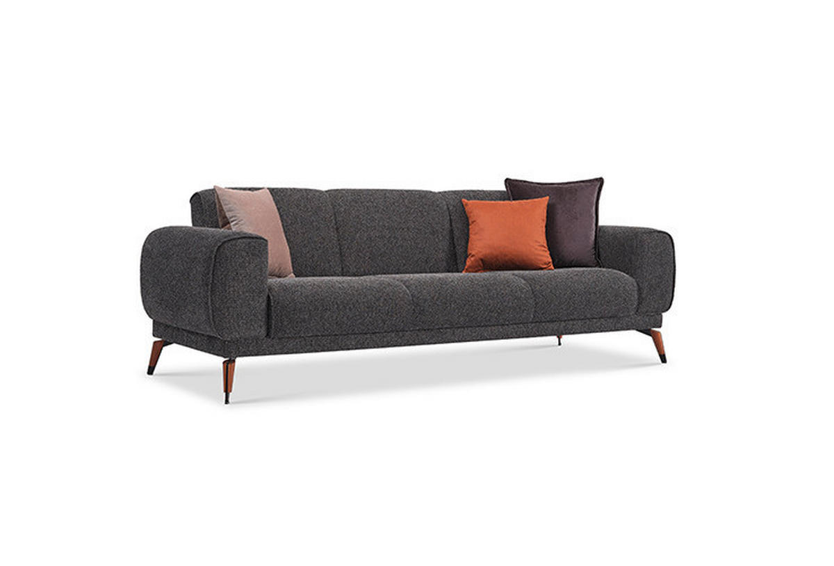SOFA in Leinenoptik Dunkelgrau, Anthrazit  - Dunkelgrau/Anthrazit, Design, Holz/Textil (242/82/86cm) - Livetastic