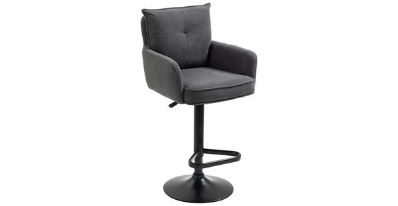 BARHOCKER Cord Anthrazit, Schwarz Eisen Stoffauswahl, Sitzfläche 360° drehbar, inklusive Armlehnen - Anthrazit/Schwarz, Design, Textil/Metall (54/98-120/58cm) - Novel