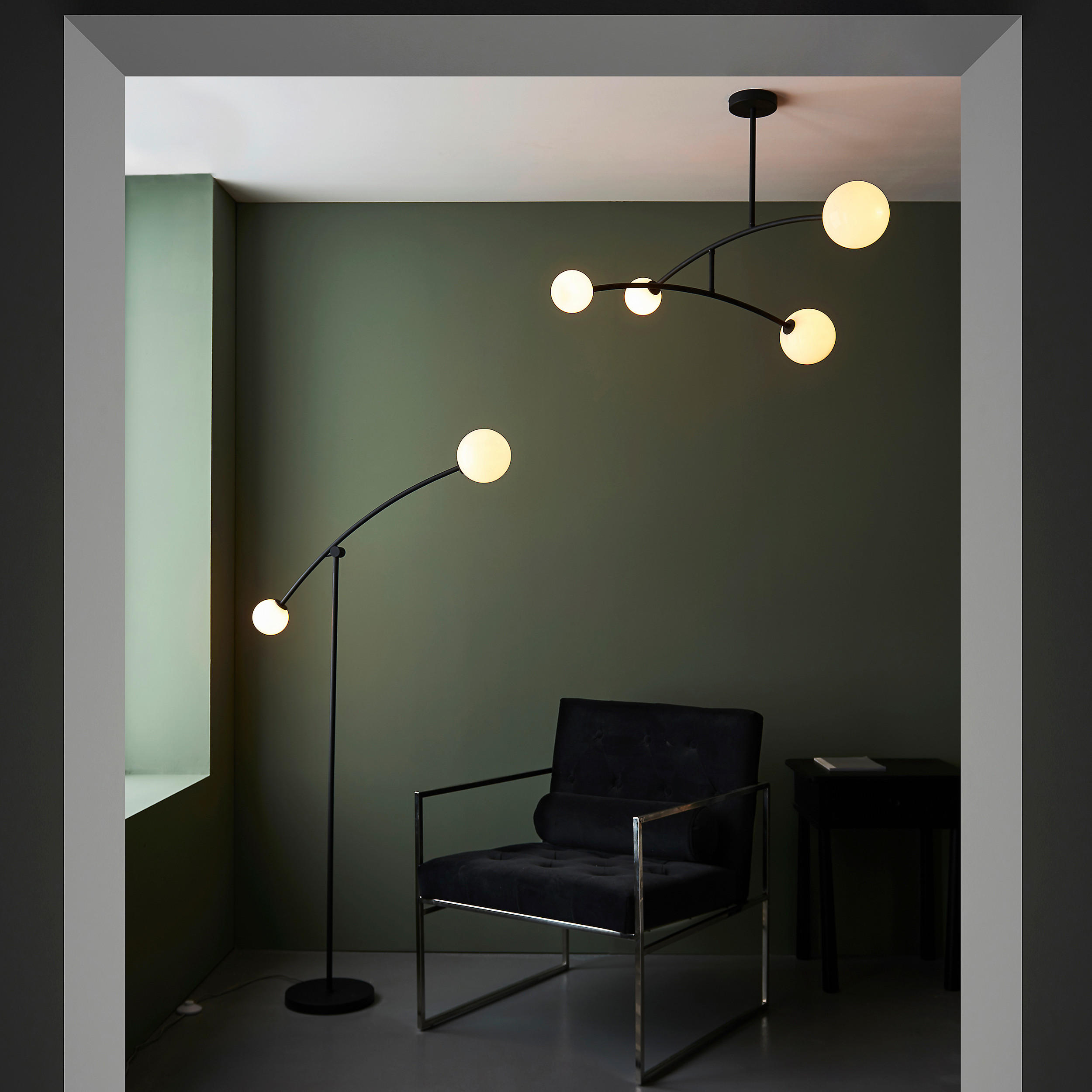 BOGENLEUCHTE 26/89,5/165 cm    - Goldfarben/Opal, Design, Glas/Metall (26/89,5/165cm) - ENDON
