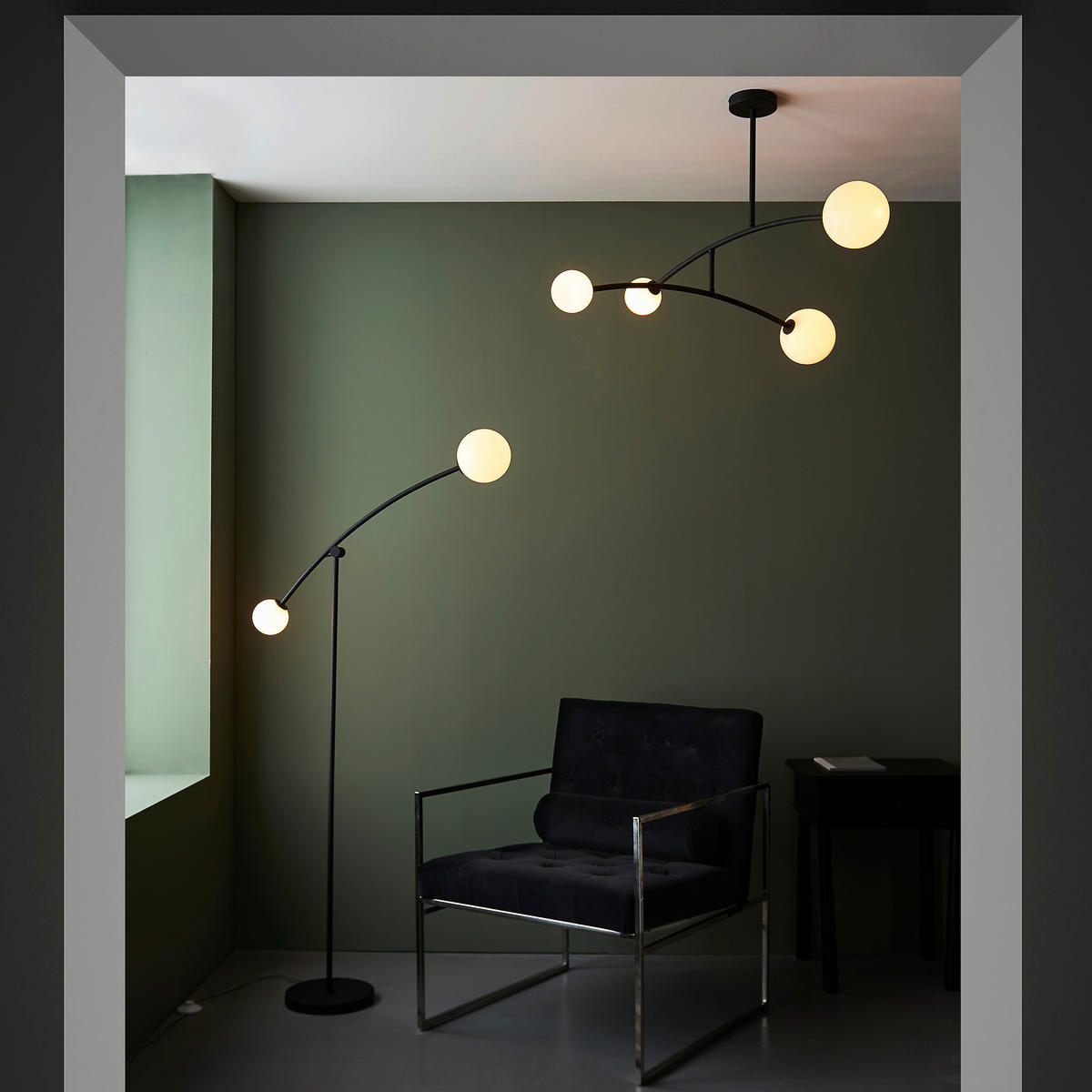 BOGENLEUCHTE 26/89,5/165 cm    - Goldfarben/Opal, Design, Glas/Metall (26/89,5/165cm) - ENDON