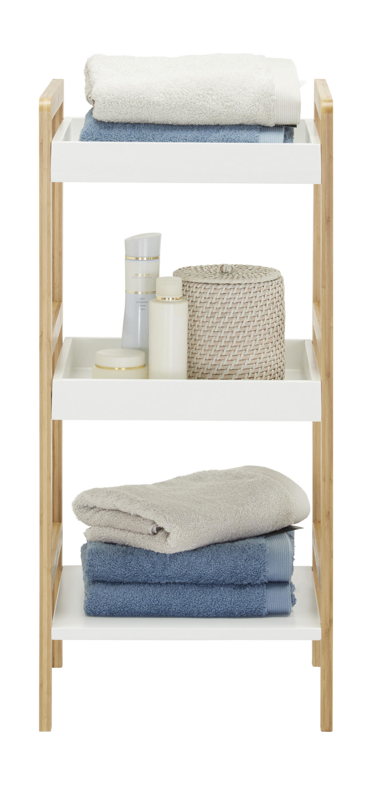 ETAJERA BAIE 36/80/33 cm  - alb/culoare natur, Konventionell, lemn/material pe bază de lemn (36/80/33cm) - Xora