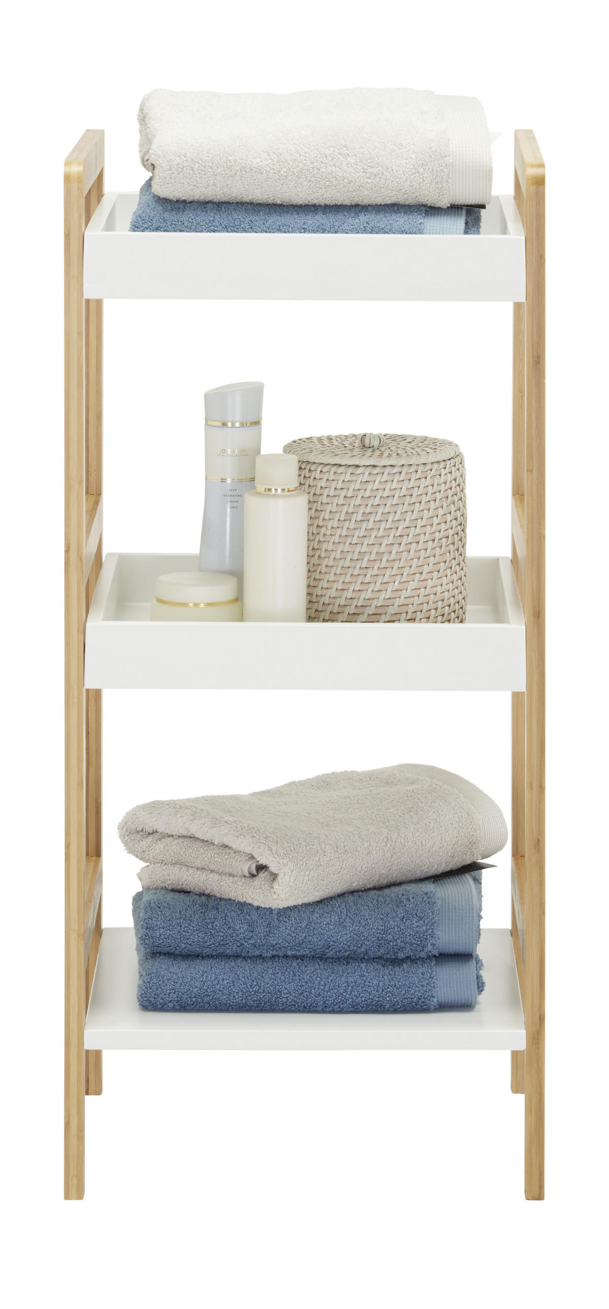 ETAJERA BAIE 36/80/33 cm  - alb/culoare natur, Konventionell, lemn/material pe bază de lemn (36/80/33cm) - Xora