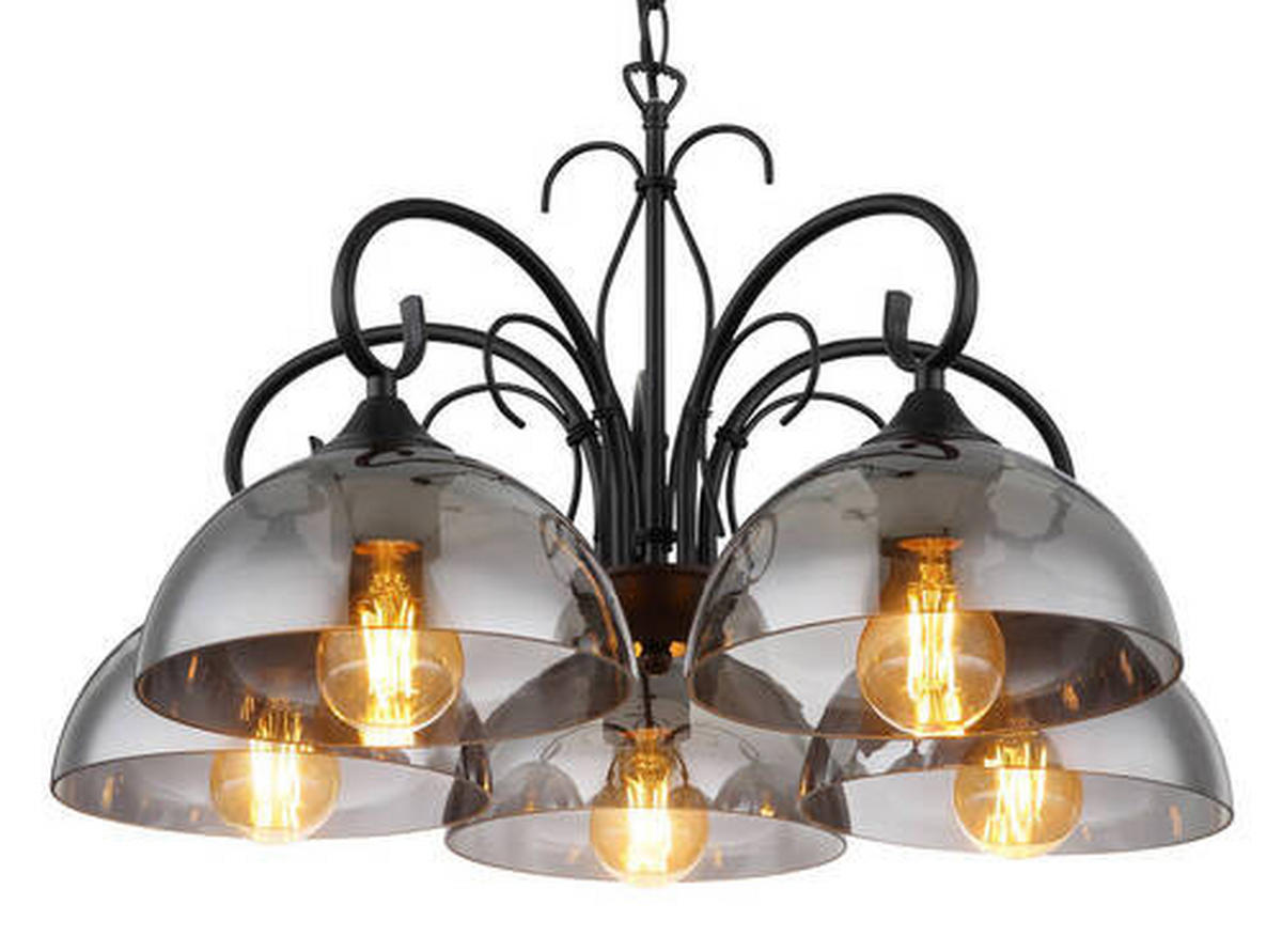 HÄNGLAMPA 56/120 cm  - svart, Klassisk, metall/glas (56/120cm) - Globo