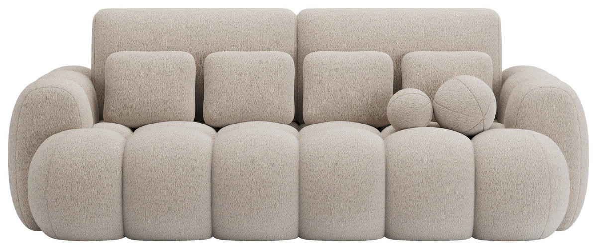 SCHLAFSOFA Bouclé Beige  - Beige/Schwarz, Design, Kunststoff/Textil (256/105/119cm) - MID.YOU