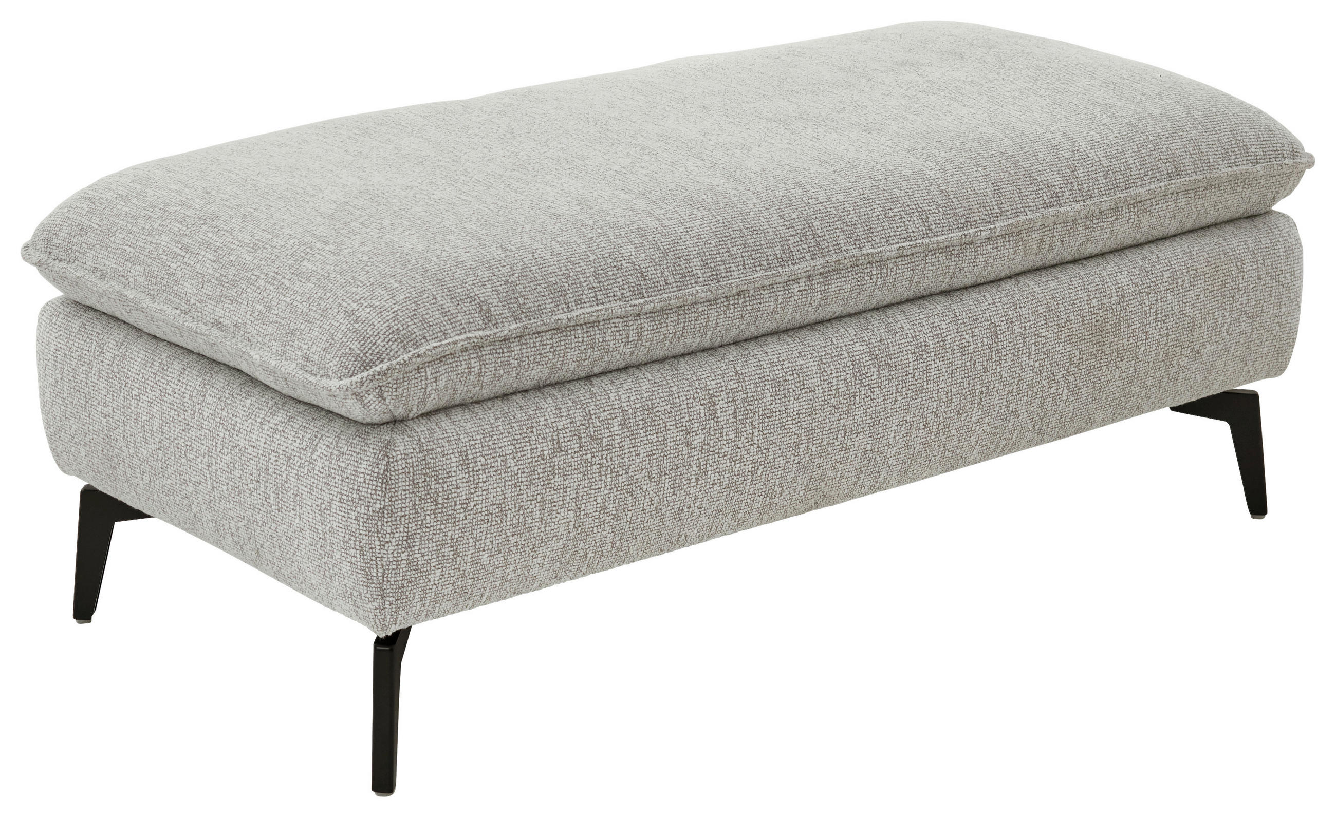 HOCKER Webstoff Ecru  - Ecru/Schwarz, Design, Textil/Metall (130/46/65cm) - Valdera