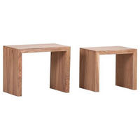BEISTELLTISCHSET Akazie massiv rechteckig Akaziefarben  - Akaziefarben, LIFESTYLE, Holz (45-55/35/40-45cm) - Landscape