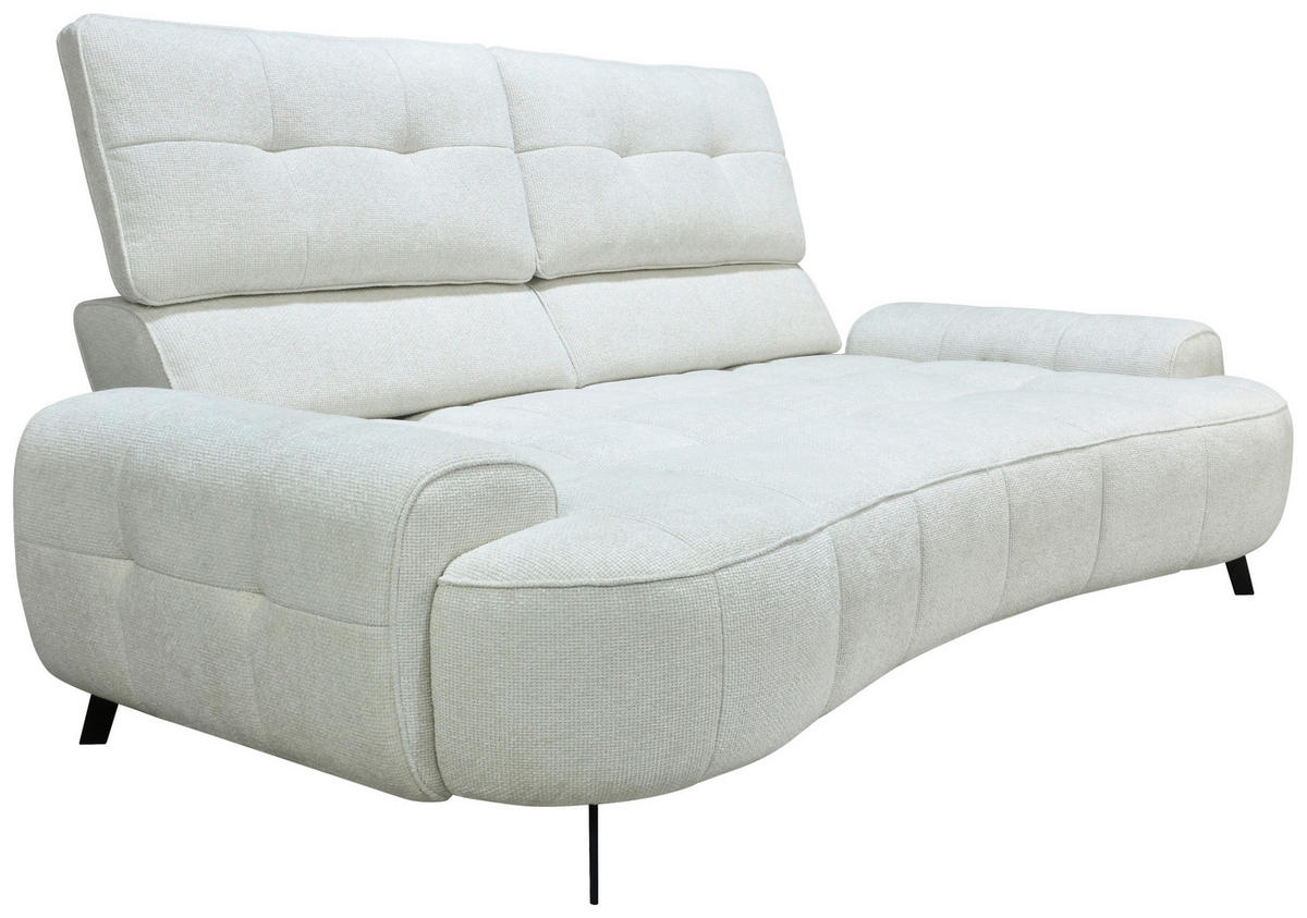 2-SITZER-SOFA Chenille Creme  - Creme/Schwarz, Design, Kunststoff/Textil (230/84/104/111/122cm) - Livetastic