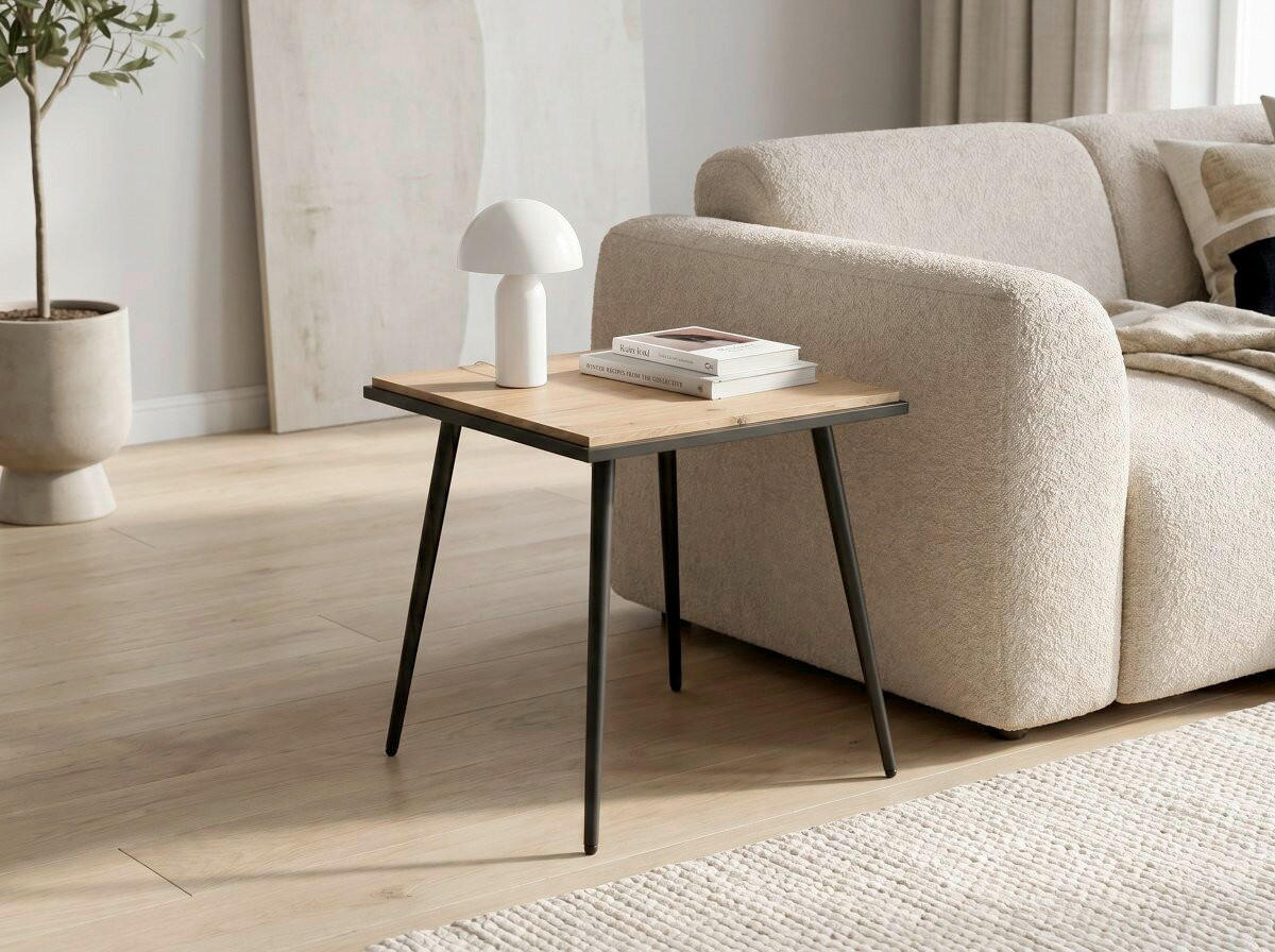 COUCHTISCH in Metall, Holzwerkstoff 50/50/45 cm  - Anthrazit/Eiche Artisan, Design, Holzwerkstoff/Metall (50/50/45cm) - Xora