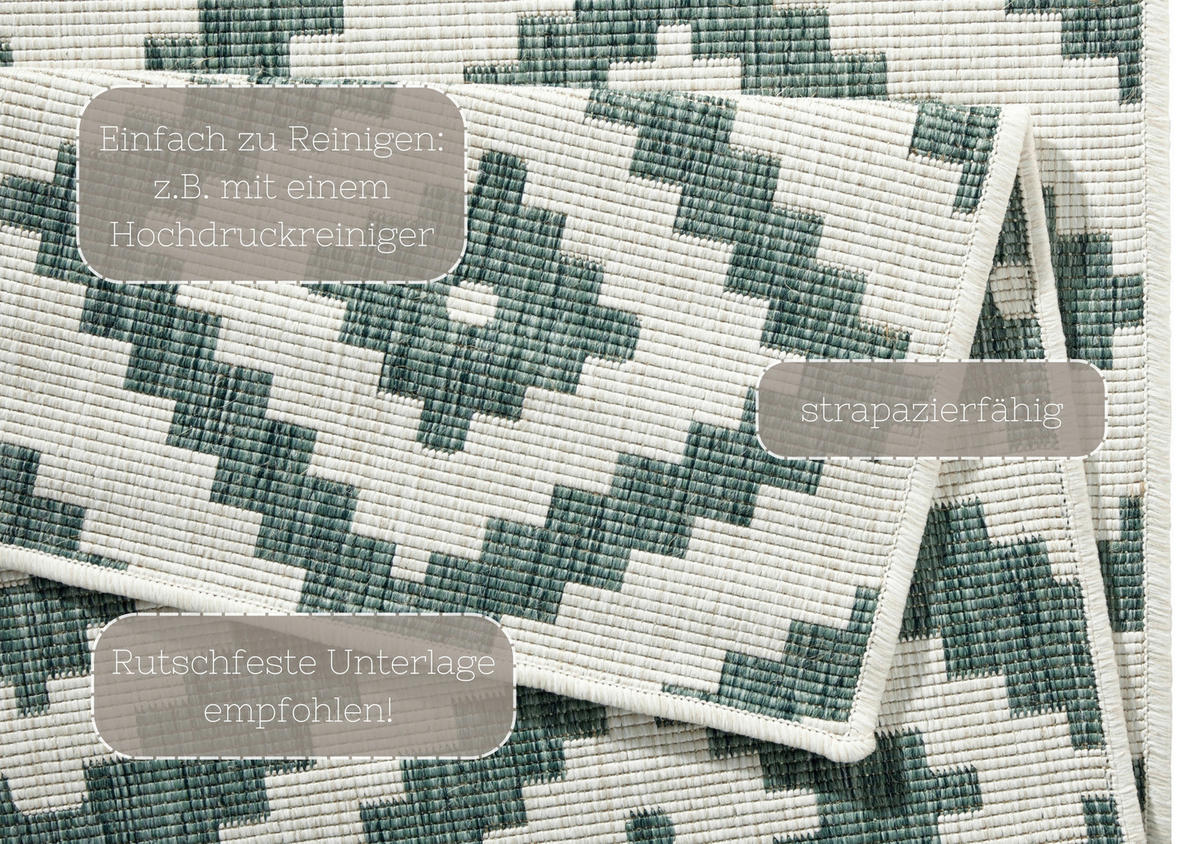 OUTDOORTEPPICH 240/340 cm Twin Grün, Creme  - Creme/Grün, Basics, Kunststoff (240/340cm) - Hanse Home