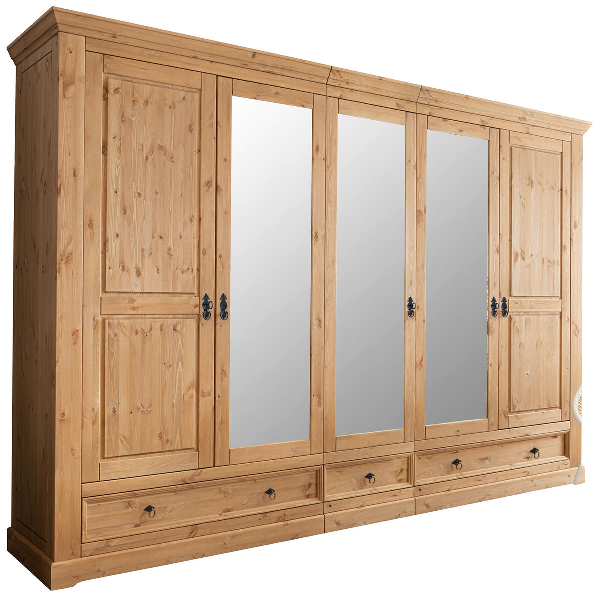 KLEIDERSCHRANK 310/215/62 cm,  in Eichefarben, 5-türig  - Eichefarben/Schwarz, KONVENTIONELL, Holz/Metall (310/215/62cm) - Livetastic