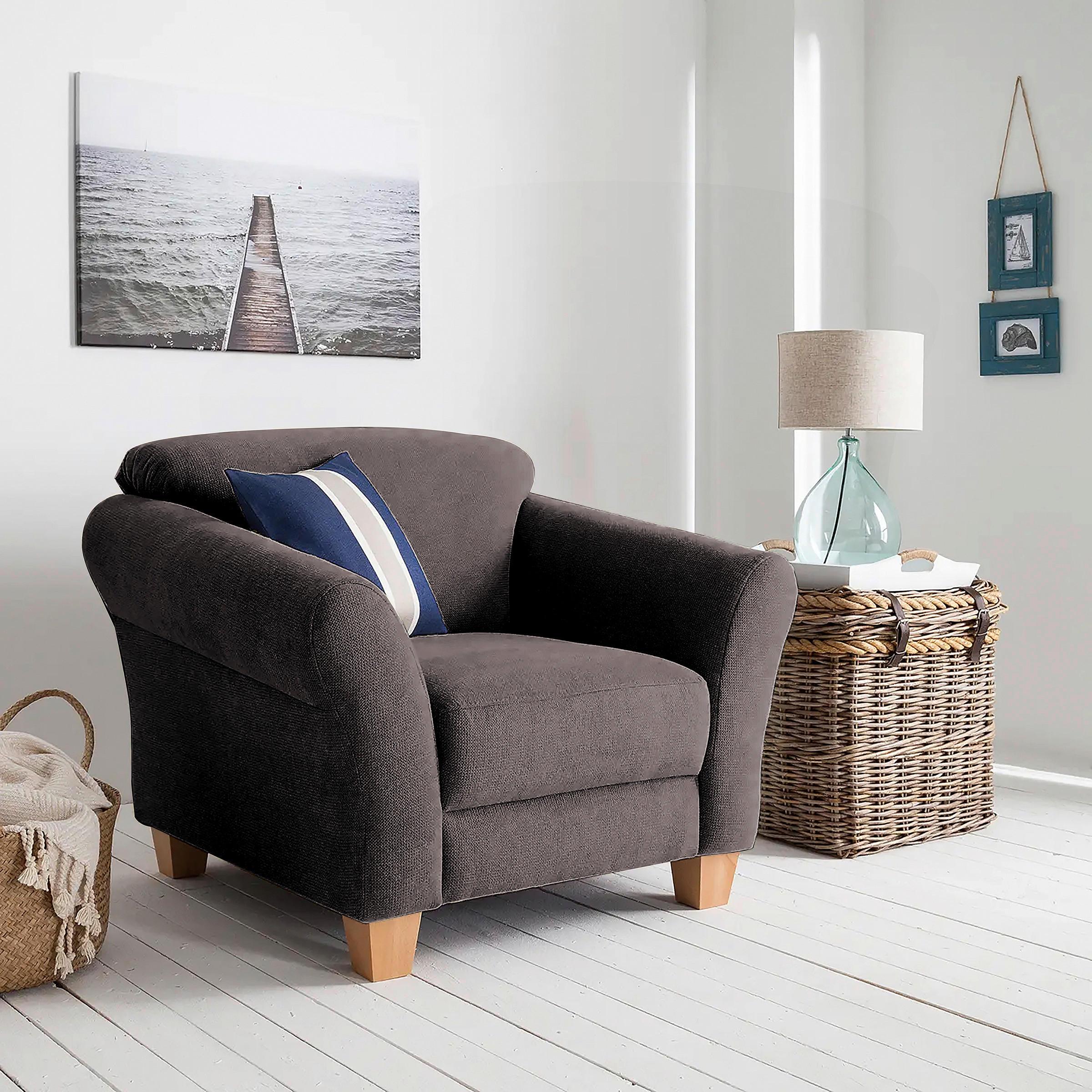 SESSEL in Flachgewebe Dunkelbraun  - Dunkelbraun/Naturfarben, KONVENTIONELL, Holz/Textil (101/84/89cm) - Sit & More