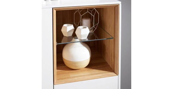 HIGHBOARD 95/136,5/41 cm - Eichefarben/Weiß, Design, Glas/Holz (95/136,5/41cm) - Hom`in