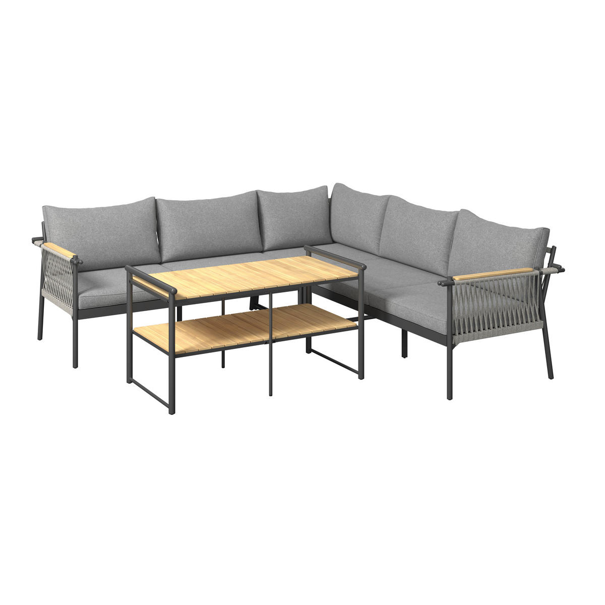 LOUNGEGARNITUR 232/232 cm Akazie massiv Aluminium  - Dunkelgrau, Design, Holz/Metall (232/232cm) - Ambia Garden