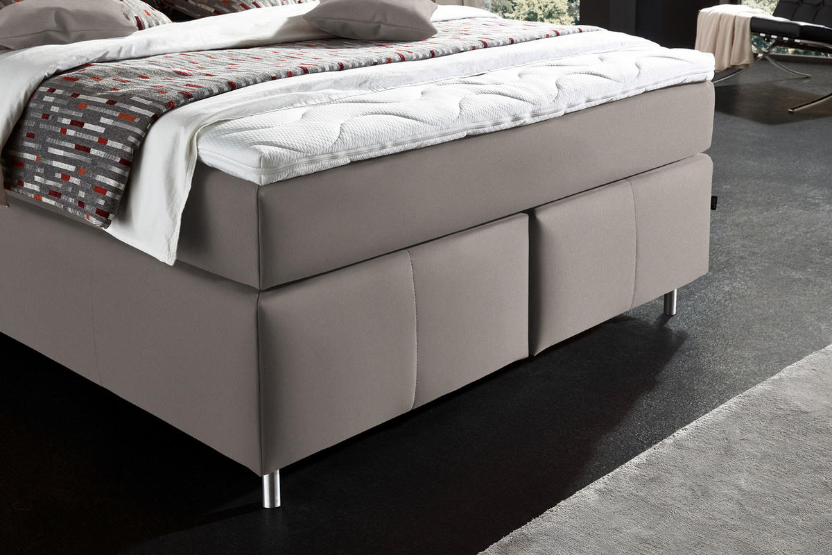BOXSPRINGBETT 140/200 cm  Schlammfarben  - Schlammfarben/Alufarben, Konventionell, Textil/Metall (140/200cm) - Dieter Knoll