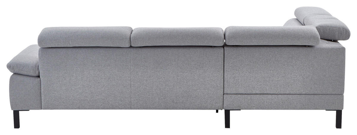 ECKSOFA in Flachgewebe Hellgrau  - Hellgrau/Schwarz, Design, Holzwerkstoff/Textil (217/272cm) - Pure Home Comfort