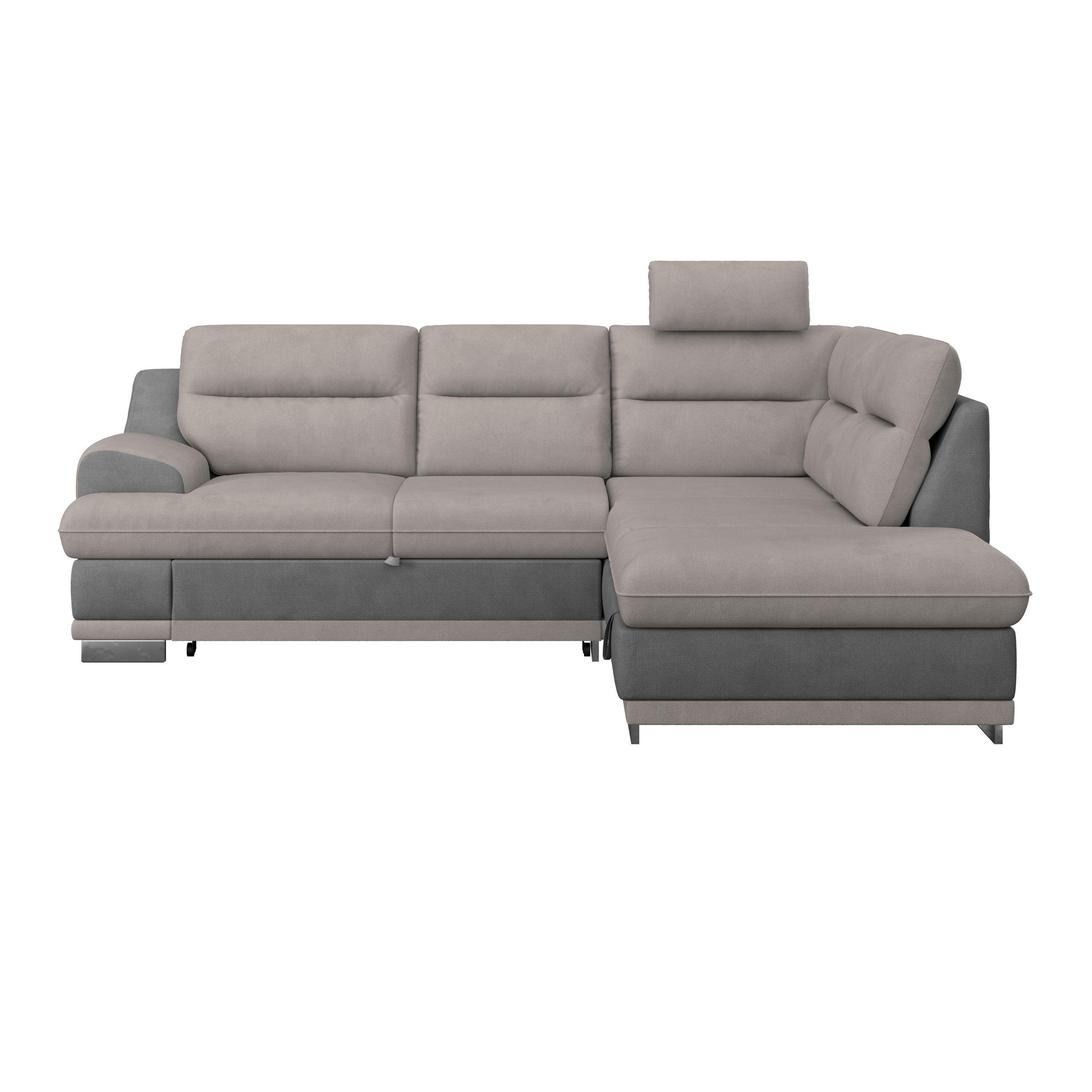 WOHNLANDSCHAFT in Velours Grau, Hellgrau  - Chromfarben/Hellgrau, Konventionell, Textil/Metall (264/217cm) - MID.YOU
