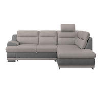WOHNLANDSCHAFT Grau, Hellgrau Velours  - Chromfarben/Hellgrau, KONVENTIONELL, Textil/Metall (264/217cm) - MID.YOU
