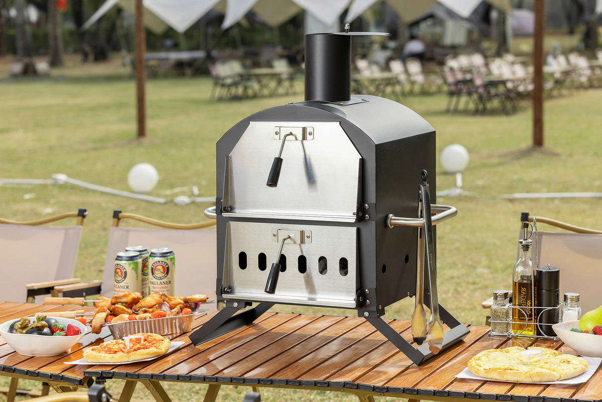 PIZZAOFEN CPO-12363  - Schwarz, KONVENTIONELL, Metall (72/34/31cm) - Ambia Garden