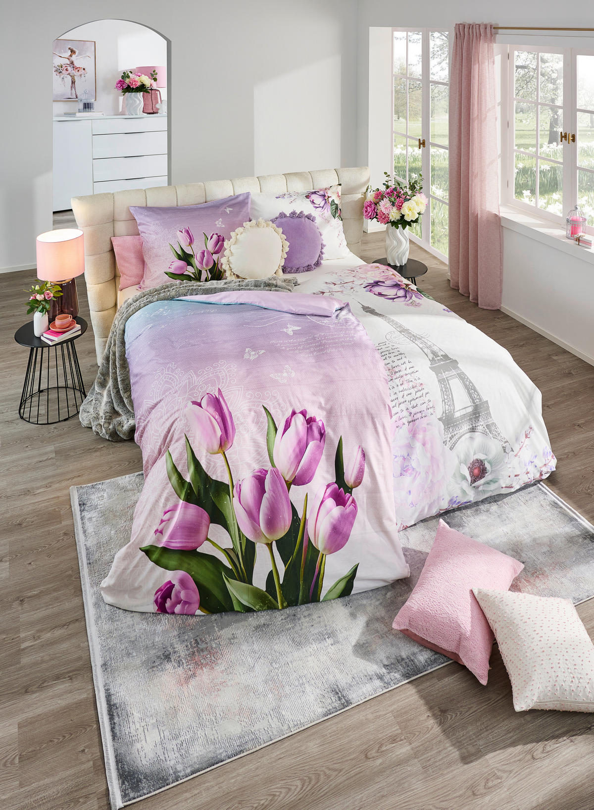 POSTELJINA SALUT PARIS 140/200 cm saten višebojna  - višebojna, Trendi, tekstil (140/200cm) - Esposa