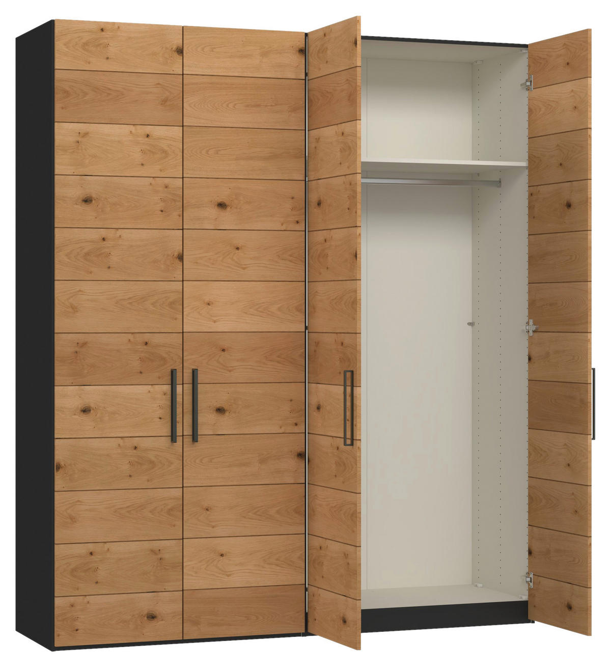 DREHTÜRENSCHRANK 203/220/59 cm,  in Schwarz, Wildeiche, 4-türig  - Wildeiche/Titanfarben, Design, Holz/Holzwerkstoff (203/220/59cm) - Jutzler
