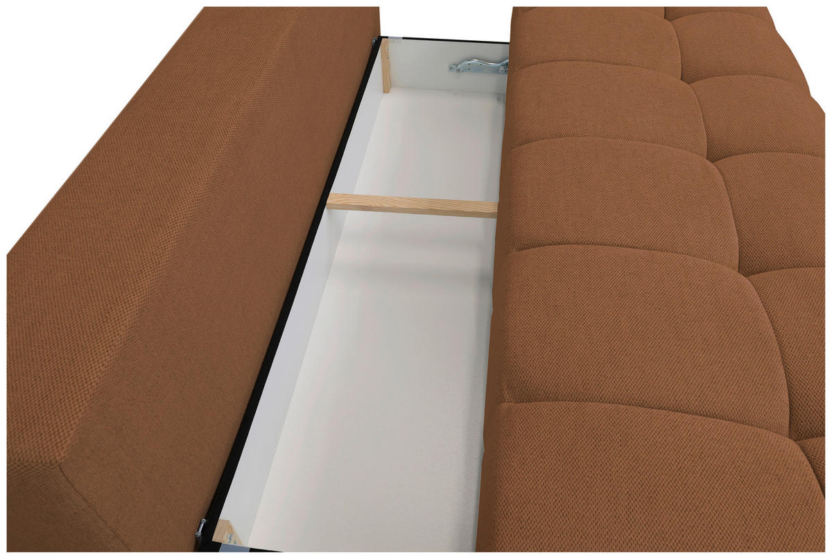 BOXSPRINGSOFA in Chenille Rostfarben  - Rostfarben/Schwarz, MODERN, Kunststoff/Textil (210/72/105cm) - Cantus