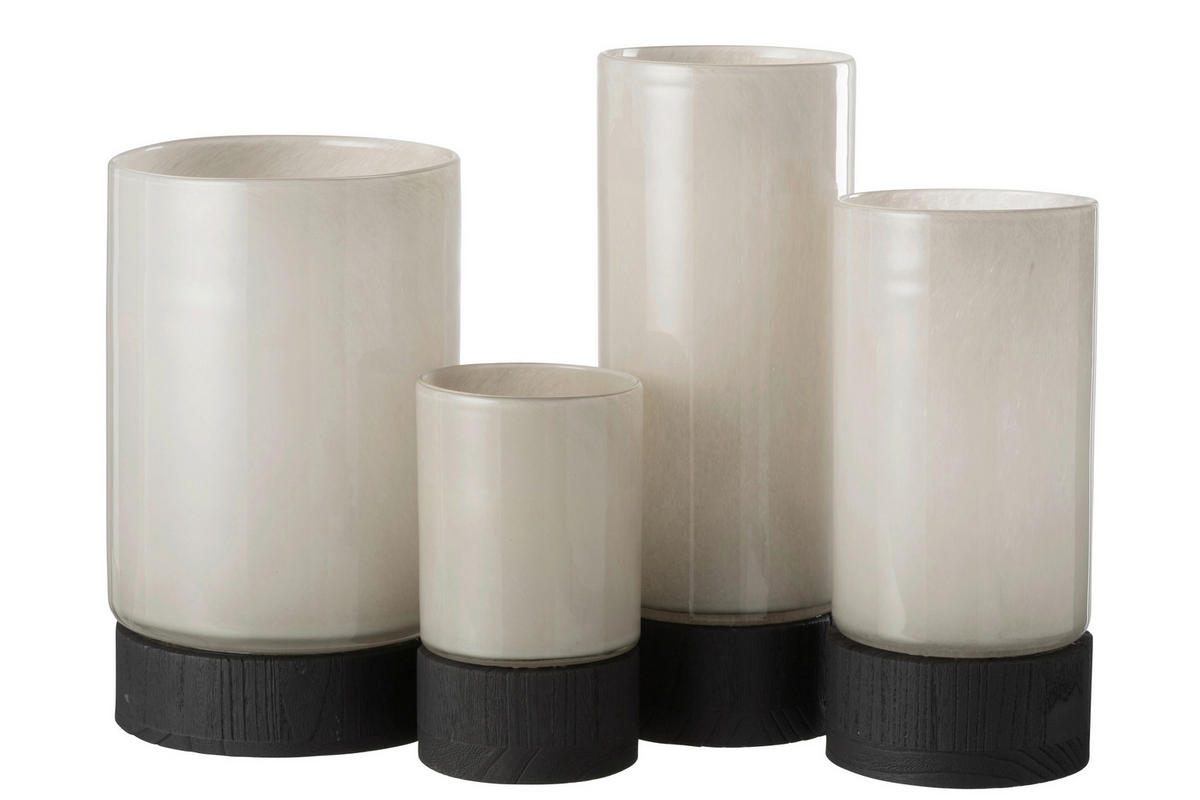 TEELICHTHALTER - Schwarz/Grau, Design, Glas/Holz (14,5/14,5/36,5cm) - Ambia Home