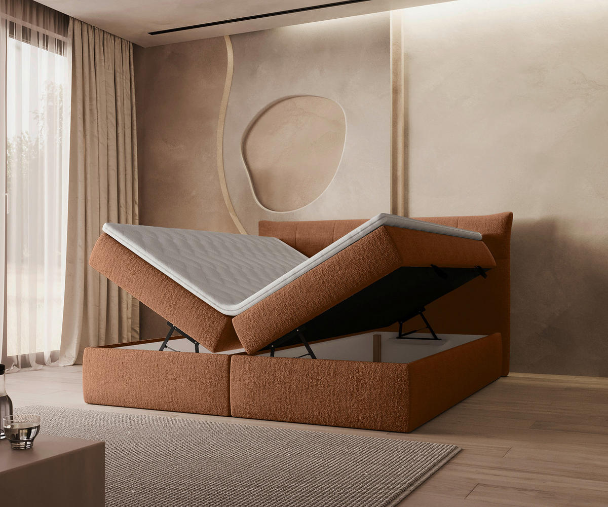 BOXBETT 160/200 cm  Rostfarben  - Rostfarben/Schwarz, Modern, Holz/Holzwerkstoff (160/200cm) - Boxxx