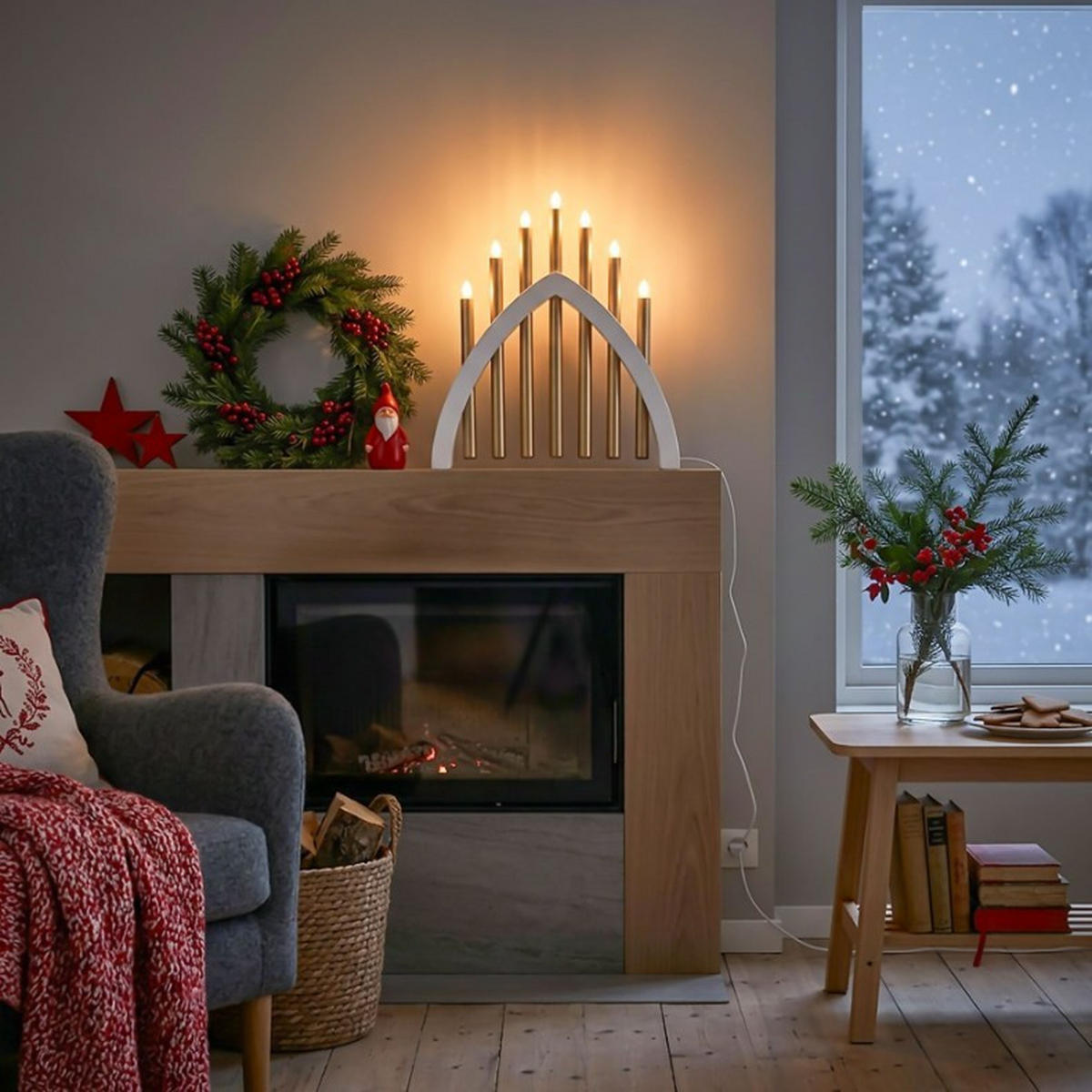 ADVENTSLJUSSTAKE  - vit/mässingsfärgad, Klassisk, trä/plast (8/48,5/32cm) - Best Price