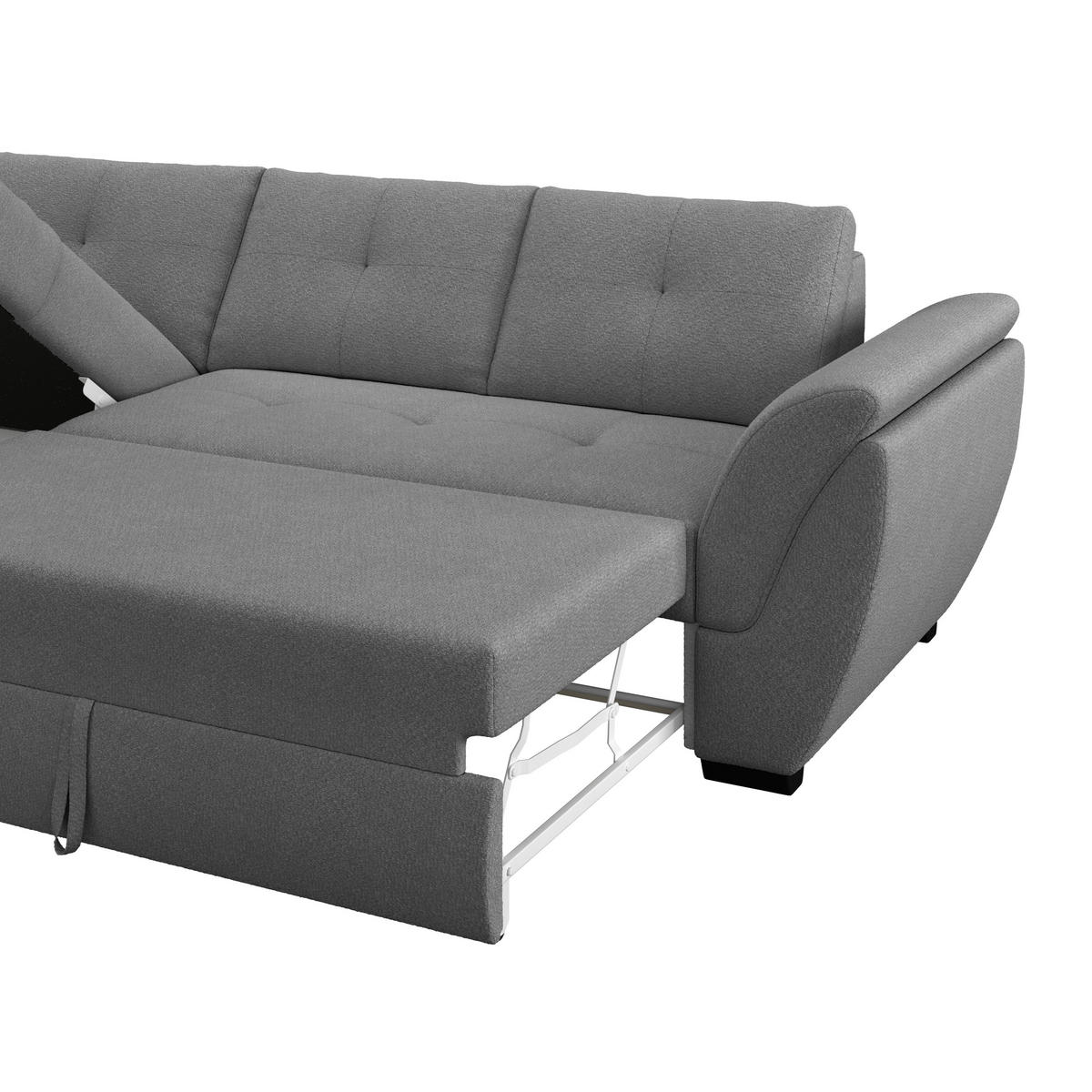 ECKSOFA Anthrazit Zierkissen, Bettkasten, Schlaffunktion, Rücken echt  - Anthrazit/Schwarz, KONVENTIONELL, Kunststoff/Textil (187/278cm) - MID.YOU