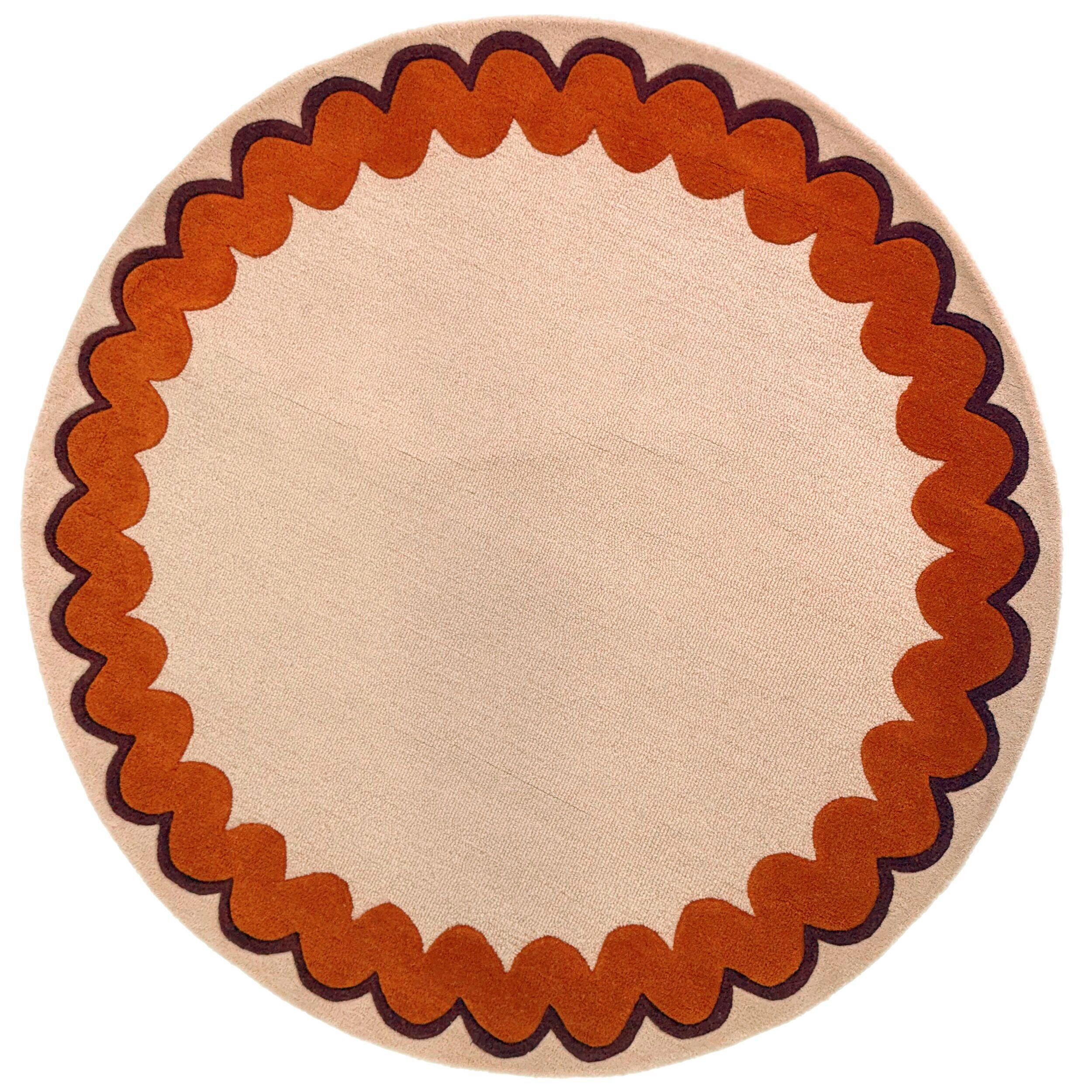 WOLLTEPPICH 160/160 cm Wiggle Orange rund  - Orange, Basics, Textil (160/160cm) - Flair Rugs