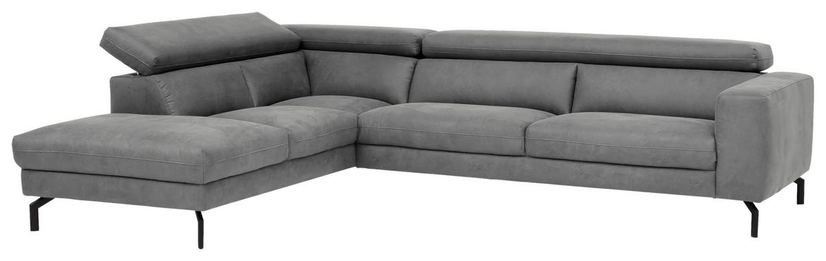 ECKSOFA CALIFORNIA Grau Mikrofaser  - Schwarz/Grau, MODERN, Textil/Metall (233/305cm) - Trendmanufaktur