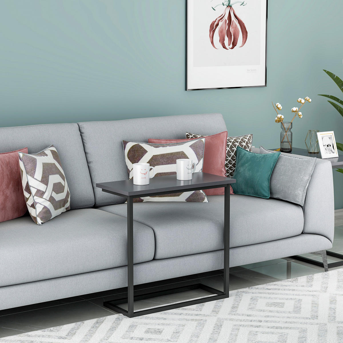 BEISTELLTISCH 64/30/62 cm Narin Beistelltisch Anthrazit rechteckig  - Anthrazit/Schwarz, Design, Holzwerkstoff/Metall (64/30/62cm) - Livetastic