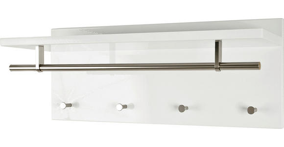 WANDGARDEROBE in Weiß, Edelstahlfarben - Edelstahlfarben/Weiß, Design, Holzwerkstoff/Metall (75/30/26cm) - Carryhome