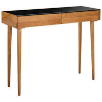 KONSOLENTISCH Eiche massiv Naturfarben, Schwarz  - Schwarz/Naturfarben, Design, Glas/Holz (100/80/35cm) - MID.YOU