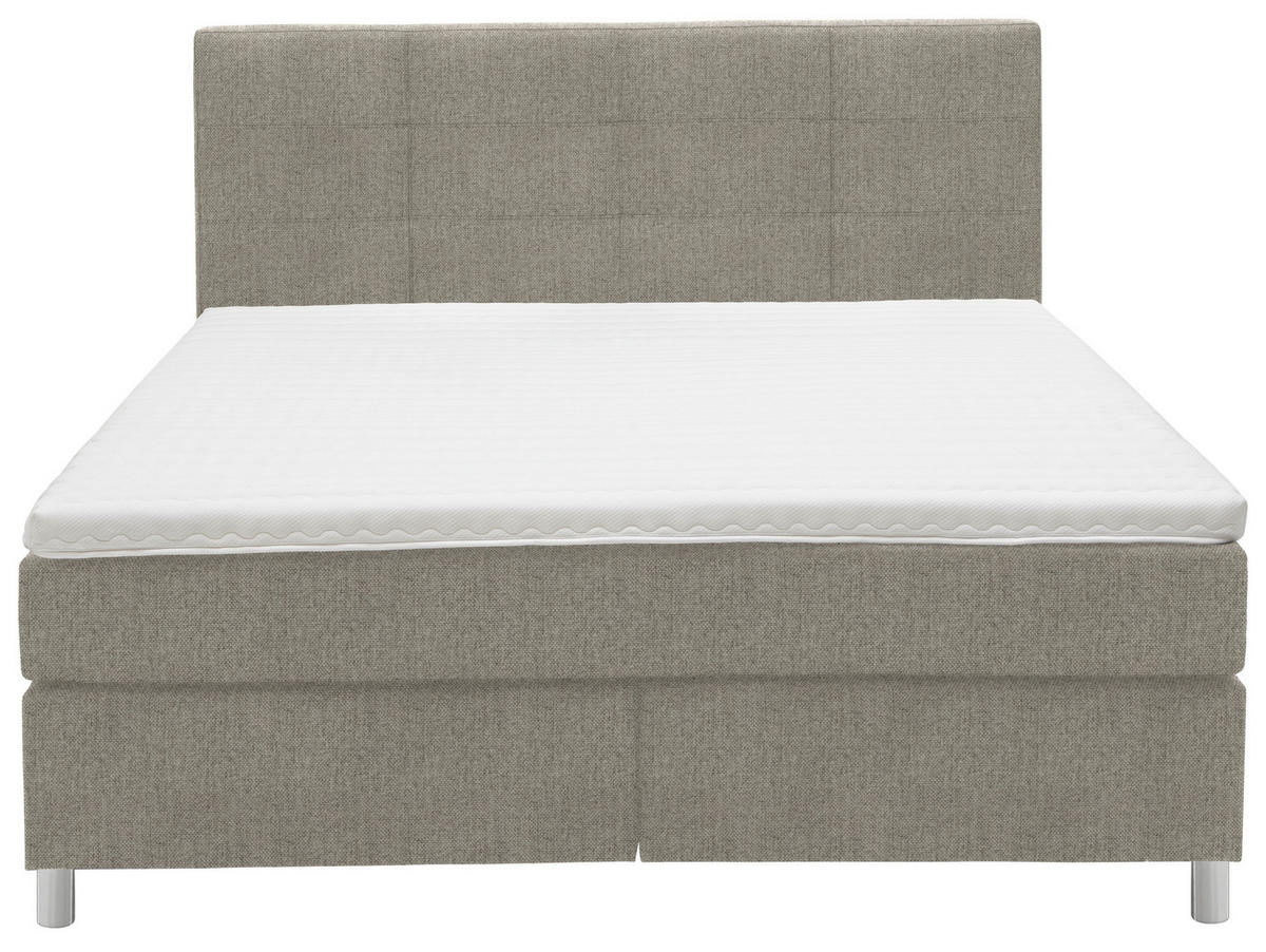 BOXSPRINGBETT 160/200 cm  in Greige  - Chromfarben/Greige, Konventionell, Kunststoff/Textil (160/200cm) - Voleo