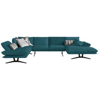 WOHNLANDSCHAFT  in Echtleder Petrol  - Petrol/Schwarz, Natur, Leder/Metall (217/359/155cm) - Dieter Knoll