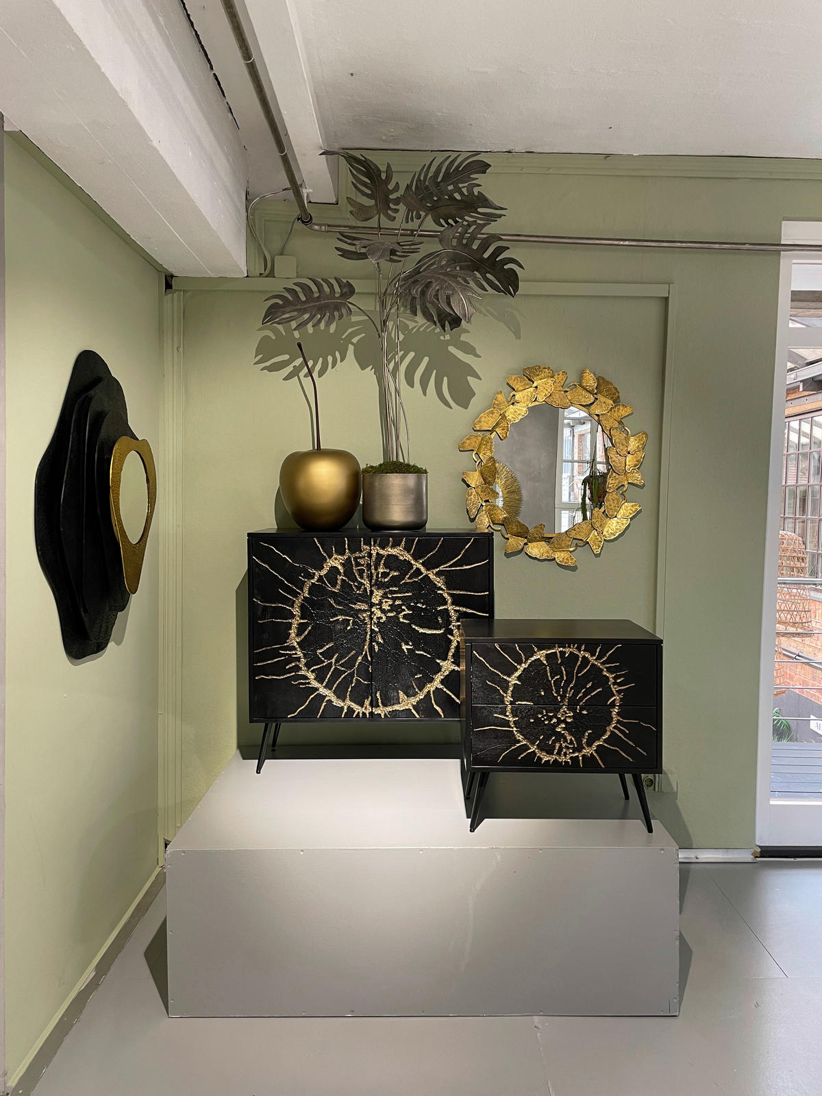 KOMMODE  in 90/90/40 cm  - Goldfarben/Schwarz, Design, Holz/Metall (90/90/40cm) - Landscape