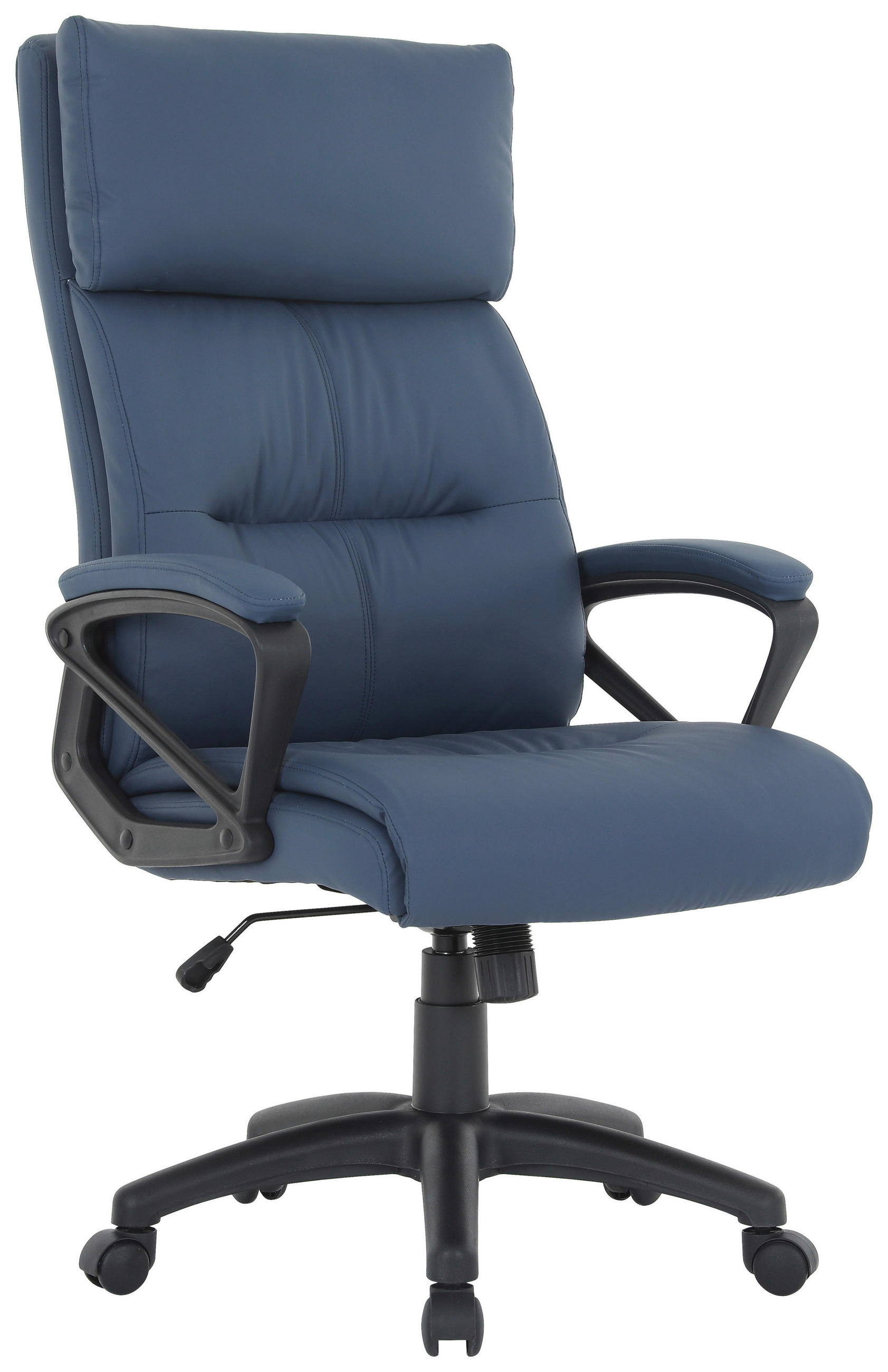 CHEFSESSEL Lederlook Blau  - Blau/Schwarz, MODERN, Kunststoff/Textil (64/113-121/75cm) - Venda
