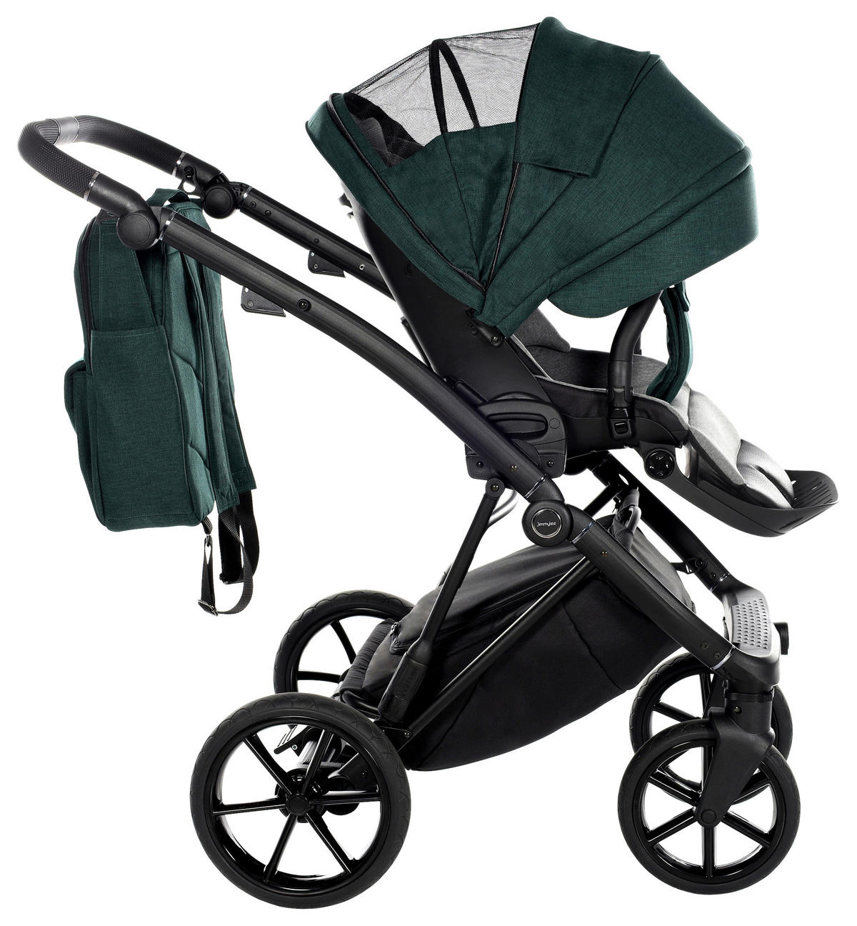 KINDERWAGENSET Fashion Premium  - Dunkelgrün/Schwarz, Trend, Textil/Metall (105/59/105cm) - Jimmylee