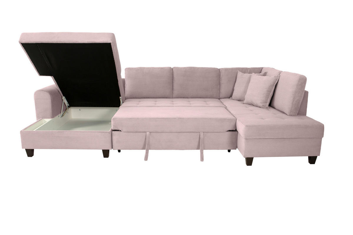 WOHNLANDSCHAFT MORITZ Rosa Cord  - Rosa, Trend, Textil (155/324/178cm) - P & B