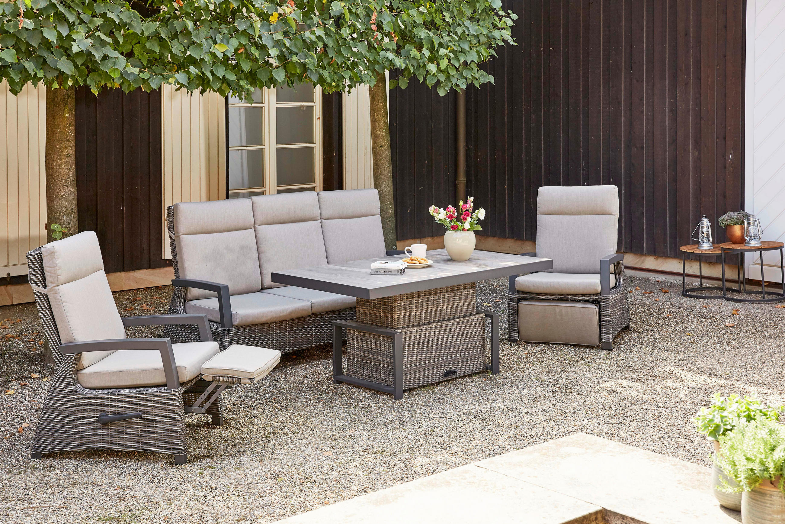 LOUNGEGARNITUR 4-teilig   72/103/83 cm Aluminium  - Grau, Basics, Keramik/Kunststoff (72/103/83cm) - Siena Garden