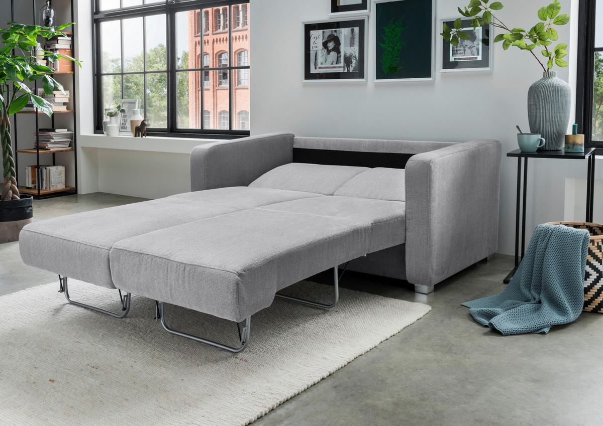 SCHLAFSOFA in Textil Silberfarben  - Chromfarben/Silberfarben, Basics, Kunststoff/Textil (159/88/87cm) - Livetastic